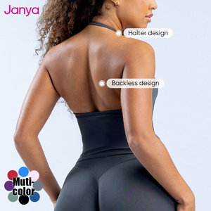Janya femmes haute élastique entraînement course gilet licou cou sans manches Gym Fitness haut de sport sans couture Yoga débardeur - Product Image 5