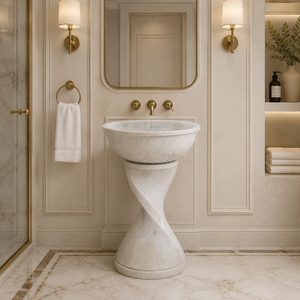 Poulars Wholesale Luxury lavabo autoportant en pierre naturelle et marbre blanc, fait main, pour lavage des mains - Product Image 6