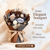 Boîte à roses de luxe artisanale, bouquet de fleurs réelles préservées, Saint-Valentin, Noël, fête des mères, remise de diplôme, longue durée (3-5 ans)