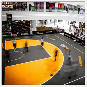 Verwijderbare Pp Grijpende Tegel Basketbal Vloeren Fiba 3X3 Floor