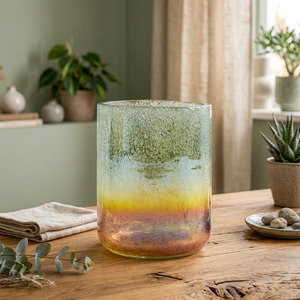 Custom Colored Hurricane <b>Glass</b> Candleholder Eco-Friendly Christmas Textured Decorative <b>Vase</b> for Home Decor - Product Image 2