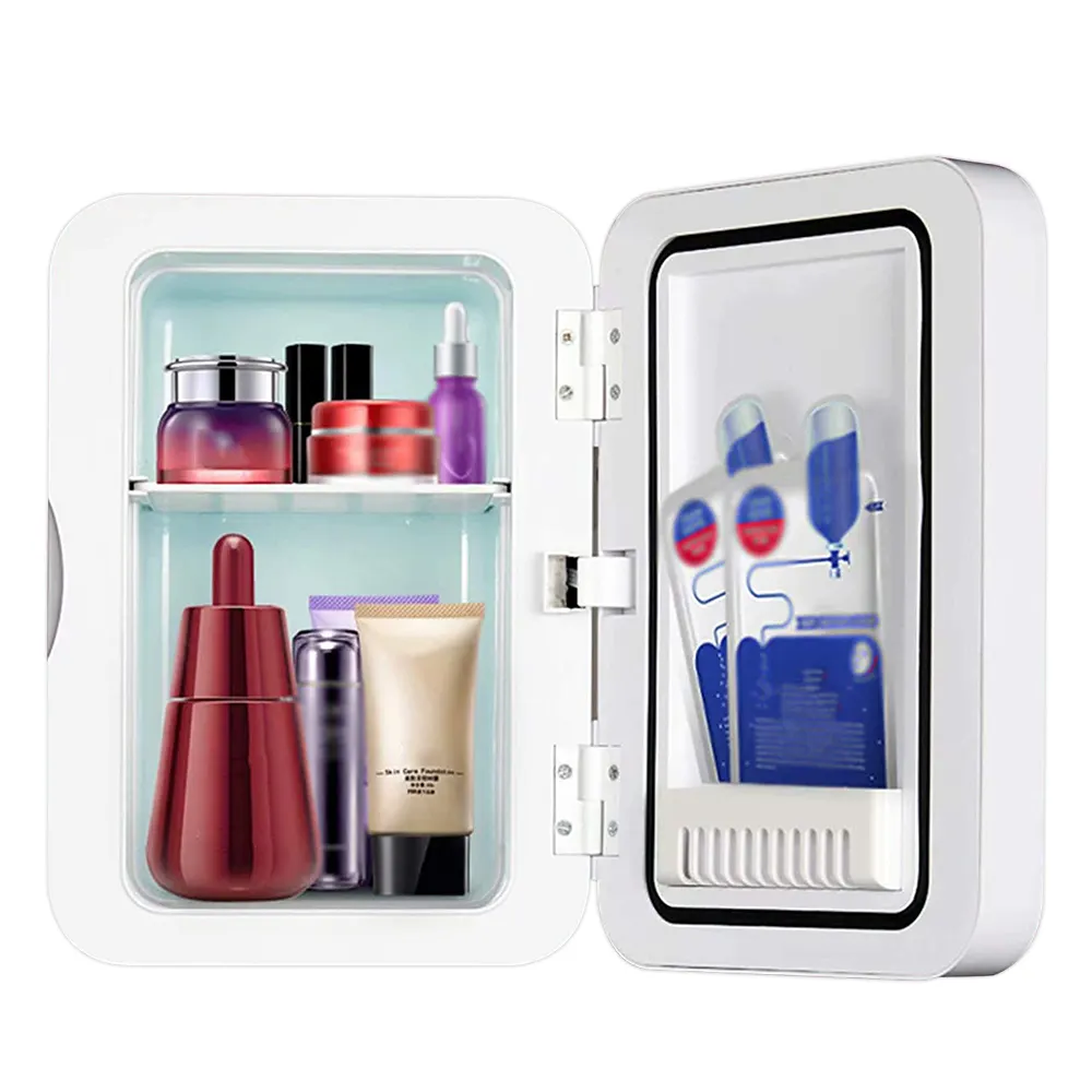 Akülü kozmetik makyaj küçük güzellik aynası cilt bakımı buzdolabı makyaj mini buzdolabı 10L