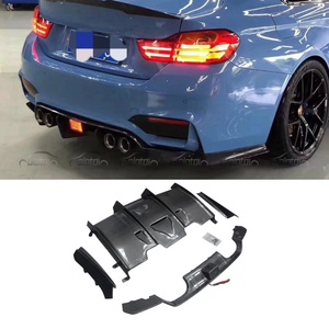 PSM Style Carbon Fiber Rear Bumper Lip with Shark Fin Spoiler Protector <b>Splitters</b> New Condition for BMW F80 M3 F82 F83 M4 - Product Image 6