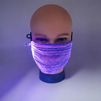 Masque LED rechargeable par USB, plissé plat, lumineux bleu, pour soirée en boîte de nuit
