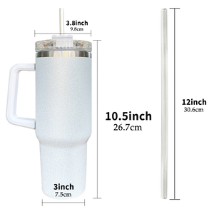 Gobelet USA isolé sous vide argent <span class=keywords><strong>pailleté</strong></span> 40oz avec poignée pour impression par sublimation double paroi Sparkle irisé - Product Image 6