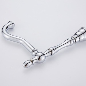 Robinet de baignoire vertical à 3 poignées en laiton chromé, 5 pièces, 5 trous, type split, design moderne, montage sur pont, avec douchette à main en cuivre - Product Image 2