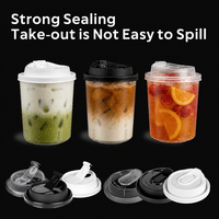 Gobelet à bulles jetable en PP de 500 ml avec couvercle, à paroi simple, résistant aux hautes/basses températures, gobelets à café personnalisés, gobelet à boisson chaude en plastique