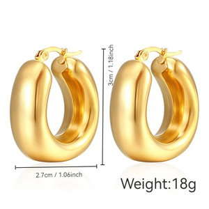 Boucles d'oreilles creuses en acier inoxydable plaqué or 18 carats exclusives pour femmes Trendy Luxury 18K Oval Drop Geometric Cross-Border <span class=keywords><strong>Design</strong></span> - Product Image 3