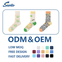 Personnalisé Cartoon Crazy Unisex Funny Socks Nouveauté Respirant Coton Crew Chaussettes pour Hommes Femmes
