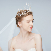 Couronne de Mariage Luxueuse au Design Vintage en Argent avec Perles d'Eau Douce et Fleurs en Cristal pour Fêtes, Bals de Promo et Anniversaires