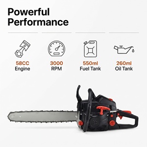Scie <span class=keywords><strong>à</strong></span> chaîne <span class=keywords><strong>à</strong></span> essence portative de qualité industrielle pour usage extérieur et jardinage, robuste - Product Image 2