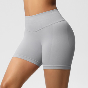 Shorts de sport côtelés sans coutures pour femmes, taille haute, effet push-up fessier, non transparents, à compression, pour la course, vente en gros - Product Image 5