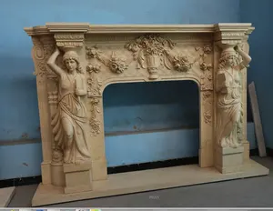 modern decorative marble fire stone fireplace mantel surround