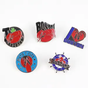 Manufacture custom made 3d metal Boston city souvenir enamel lapel pin badge for suit