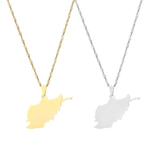 Collar de Cadena con Colgante de Mapa de Afganistán Personalizado al por Mayor, en Oro, Plata y Acero Inoxidable, para Hombres y Mujeres - Product Image 6