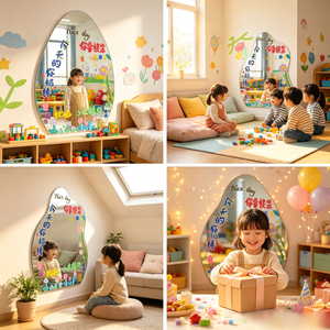 Specchio Acrilico di Lusso Art Déco Irregolare Fatto a Mano, Infrangibile e Antiurto per Bambini - Product Image 4