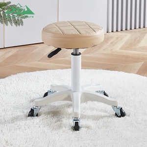 <span class=keywords><strong>Tabouret</strong></span> de bar <span class=keywords><strong>blanc</strong></span> réglable en hauteur Wayon avec base pivotante et roulettes pour îlot de cuisine, bureau ou usage commercial - Product Image 5
