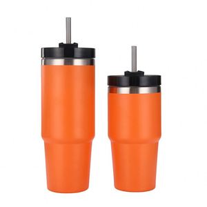 Mug de voyage isotherme en acier inoxydable 20oz 30oz avec couvercle, paille et base antidérapante pour boissons chaudes et froides - Product Image 5