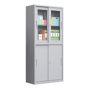 Classeur de bureau en métal design moderne avec porte vitrée Casier de rangement Référence de bons financiers Tiroirs équipés et serrure - Product Image 1