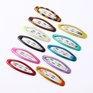 Oval Hair <b>Clip</b> 10 Cm Plastic Resin Women Daily Use Solid Color Side <b>Clip</b> For Bangs And Loose Hair - Product Image 3