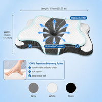 Oreiller cervical en mousse à mémoire de forme, forme papillon, contour réglable, soutien orthopédique, soulagement de la douleur au cou, ergonomique, antibactérien