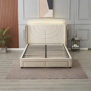 Base de Cama de Lujo con Cabecero de Terciopelo y Rejilla de Diamantes, Estilo Moderno, Tamaño King/Doble, con 1 Año de Garantía, Venta al Por Mayor - Product Image 4