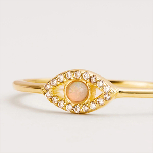 แหวนหมั้นโอปอลรูปตาประดับเพชรซิคอน เงินแท้ 925 จาก CANNER Fine Jewelry แหวนโอปอลชุบทอง 18K สุดหรูสำหรับผู้หญิง - Product Image 4