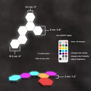 DIY RGB LED cảm ứng điều khiển từ xa LED hình lục giác Đèn tường lục giác đèn nhà thông minh đèn