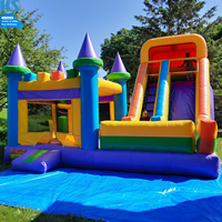Châteaux gonflables combinés colorés en PVC pour enfants plus grands, toboggan, combo commercial, château gonflable, trampoline pour location de fête