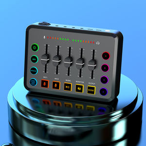 Vente en gros F9 48V Live Streaming Carte son Mélangeur audio Changeur <span class=keywords><strong>de</strong></span> voix avec lumière RVB - Product Image 1