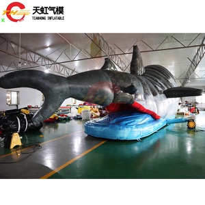 Tobogán de tiburón inflable gigante de 11m de largo, carrera de obstáculos inflable con <span class=keywords><strong>boca</strong></span> de tiburón feroz, juego deportivo a la venta - Product Image 4
