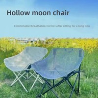 Chaise pliante d'extérieur portable avec dossier en maille respirante en forme de lune pour la plage, la pêche et la peinture artistique – Mobilier d'extérieur