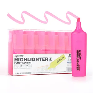 Gxin G-304801 neon pembe renk floresan kalem büyük kapasiteli su bazlı öğrenciler için vurgulayıcı kalem set kaynağı highhigh