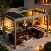 Pergola bioclimatique motorisée rétractable en alliage d'aluminium thermolaqué moderne, avec LED, résistante à la neige, pour jardinage en arrière-cour