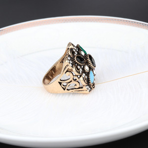 Mode grande <span class=keywords><strong>bague</strong></span> rétro Look couleur or mosaïque bagues de fiançailles pour femmes dinde bijoux en gros - Product Image 5