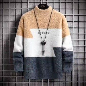Pull-over décontracté pour l'hiver, pull en tricot pour homme à col rond, respirant et confortable, <span class=keywords><strong>grande</strong></span> <span class=keywords><strong>taille</strong></span>, manches longues - Product Image 4