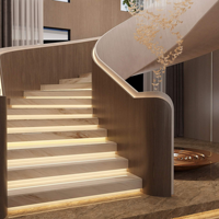 Nouvelle tuile en porcelaine brillante pleine masse à bords arrondis, effet brique moderne, pour marches d'escalier 470x1200mm, idéale pour villas et escaliers de salle de bain