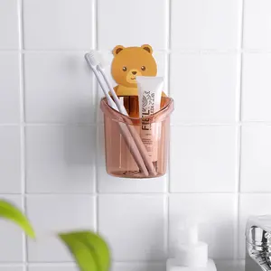 Bathroom <b>Bear</b> Toothbrush Holder Wall Mounted Non-Stick <b>Bear</b> Cuddle Shelf Kids Toothbrush Holder - Product Image 6