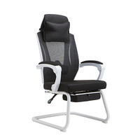 Fauteuil de bureau ergonomique moderne à dossier haut en maille, inclinable, avec repose-pieds réglable, support lombaire et accoudoirs fixes, cantilever