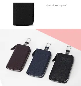 Chaveiro de couro com porta-chaves, carteira personalizada, porta-chaves multifuncional de carro, porta-moedas, carteira de couro