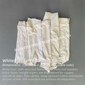Trapos de limpieza industriales de felpa blanca suave, 100% algodón, corte manual, reciclados, para limpieza. - Product Image 2