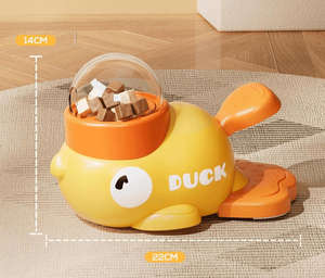 छोटे पीले बतख कार्टून डिजाइन प्लास्टिक और रबर खाद्य डिस्पेंसर पालतू पशु फीडर पालतू पशु फीडर - Product Image 2