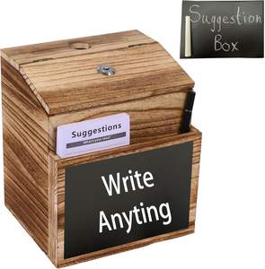 Caja de sugerencias de madera con cerradura, caja de comentarios para pared o de pie, incluye etiquetas, blocs de notas y tarjetas para oficina - Product Image 1