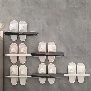 Organisateur de chaussures mural pliable et extensible en plastique, avec petites fentes, pour pantoufles, avec bande adhésive - Product Image 5