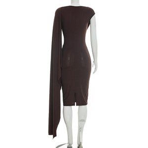 Viviblook Q26DS066 Vestido de Fiesta para Mujer, Nuevo Modelo de Verano, Color Sólido, Casual, Sin Mangas, Cuello Irregular, Corte Ajustado - Product Image 2