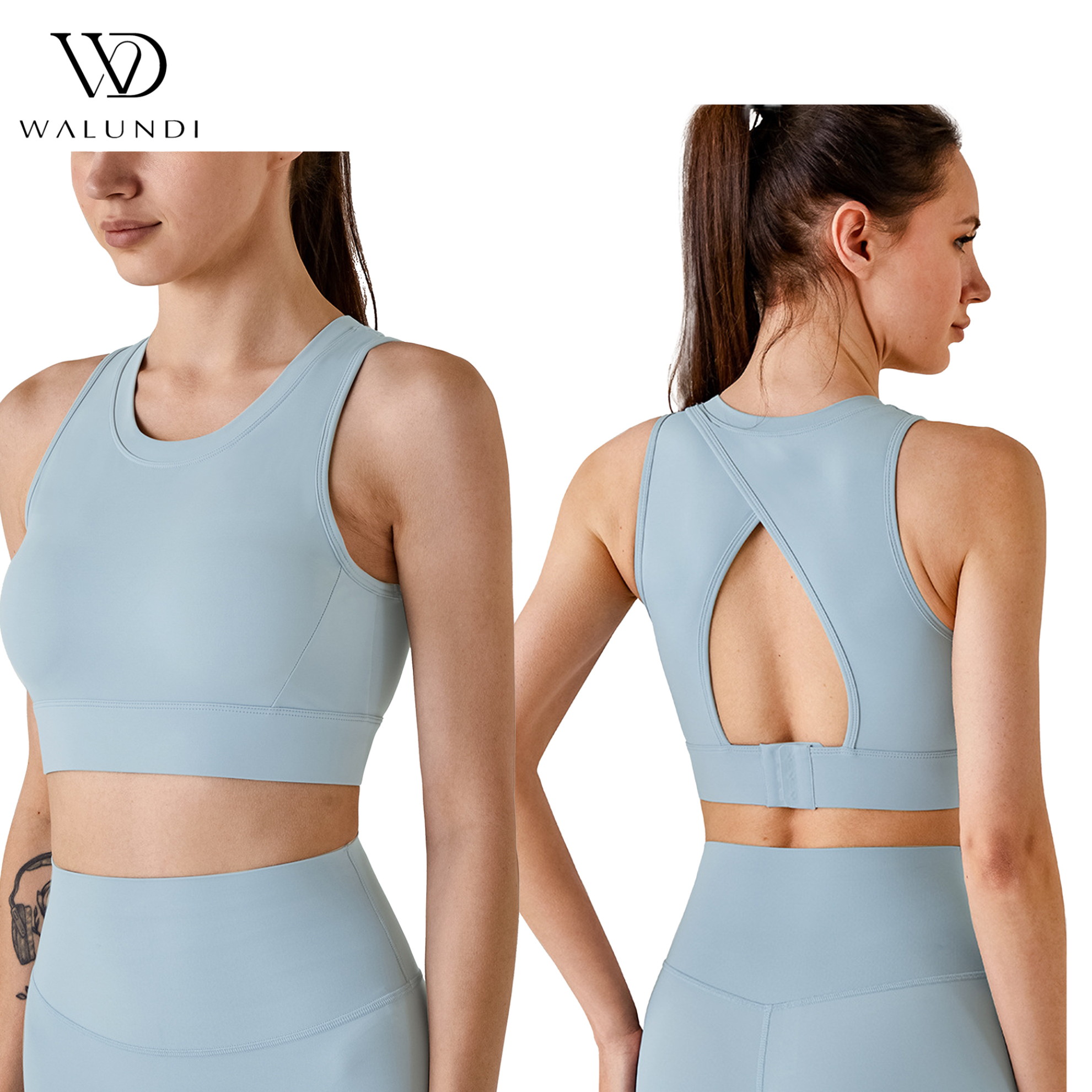 Custom logo High Quality Lightweight Breathable Nylon Adjustable High Impact Plus Size Padded Strappy Sport Bra for Women