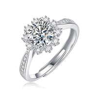Joyería de Boda Clásica con Moissanita en Forma de Flor, Plata de Ley 925, Juego de Anillo, Pendientes y Colgante con Incrustaciones Completas, Joyería de Moda