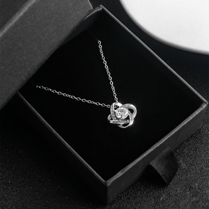 Collana Trendy per San Valentino, <span class=keywords><strong>Nodo</strong></span> d'Amore in Acciaio Inox 304 con Zirconi, Gioiello Regalo per Donne - Product Image 3
