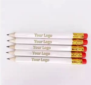 Lápices de Madera Ecológicos de Alta Calidad con Logotipo Personalizado, Blancos, de 10 cm, Cuerpo Redondo, con Borrador, para Estudiantes - Product Image 1