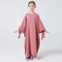 Abaya pour filles musulmanes, style Dubaï, élégante, couleur unie, couvrante, robe islamique modeste pour enfants et adolescentes